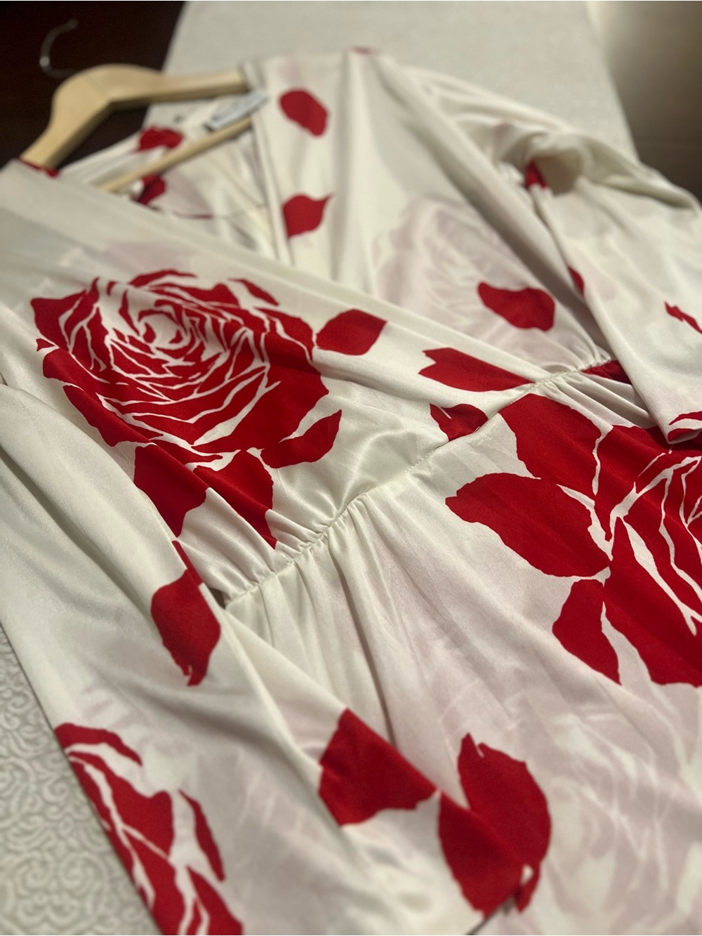 Vintage Herman Marcus Of Dallas Red Rose Maxi Dress No Belt Retro 70’s Chic - Picture 13 of 14